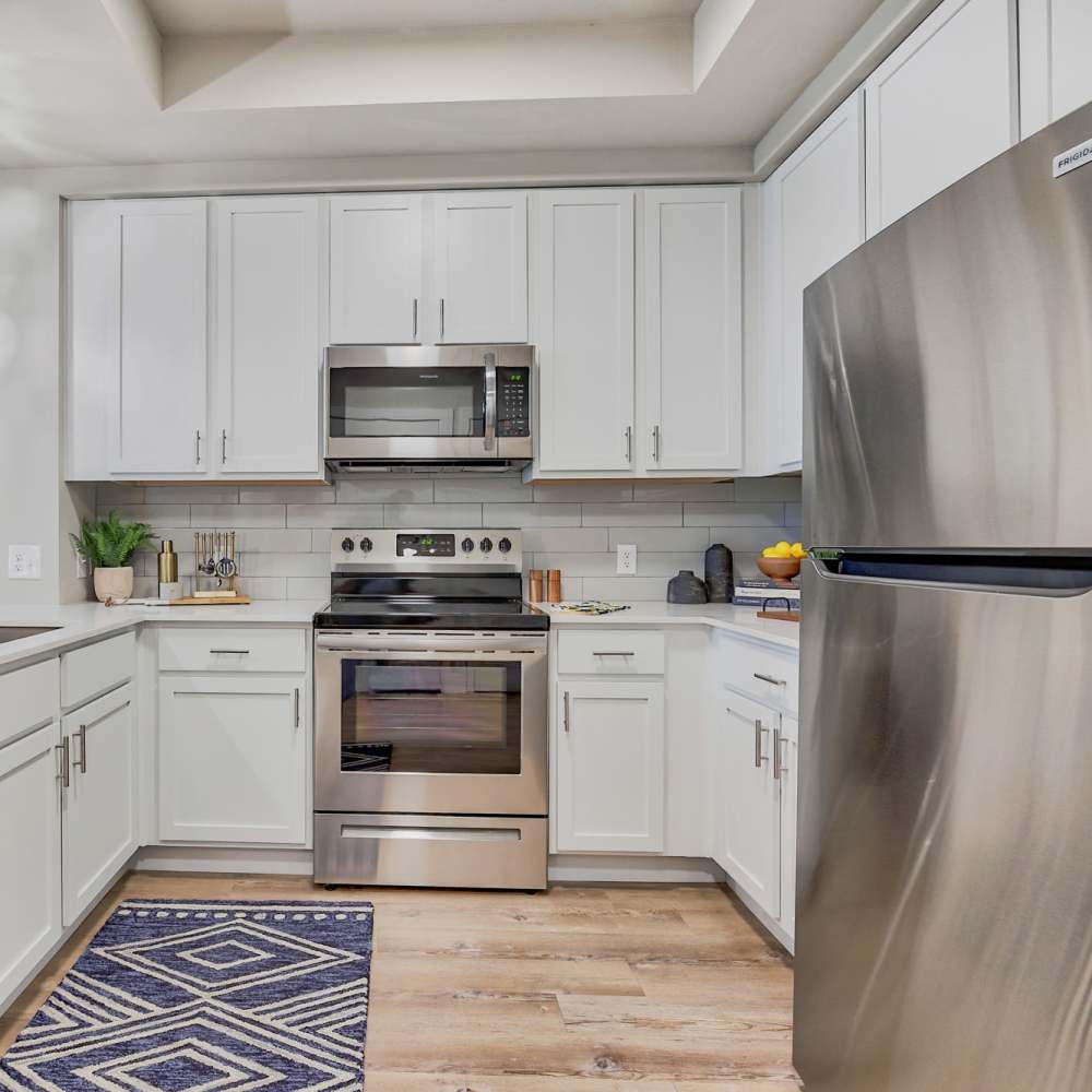 Kitchen with stainless-steel appliances at Charlotte Commons in Port Charlotte,Florida