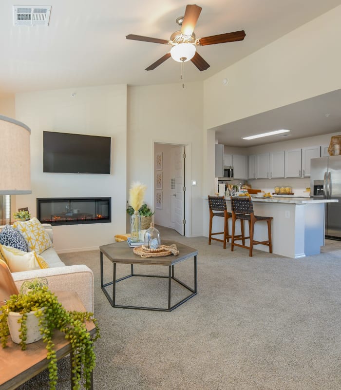 Spacious living room at 97@ North Oak in Kansas City, Missouri