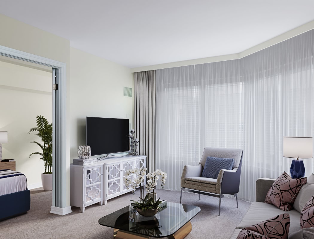 Beautiful living room at 50 Laurier in Ottawa, Ontario