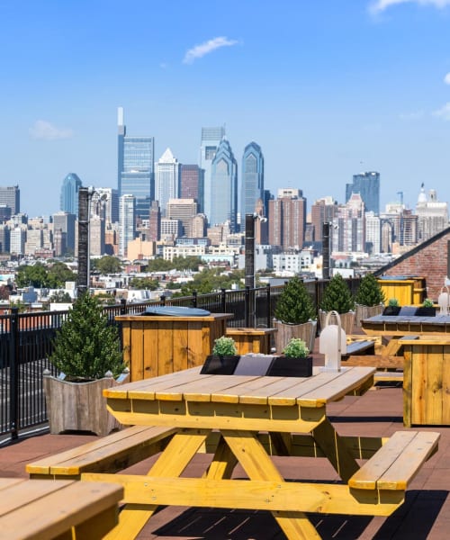Rooftop deck at Brush Factory Lofts in Philadelphia, Pennsylvania
