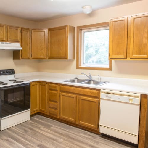 Open kitchen at Stone Court in Ames, Iowa