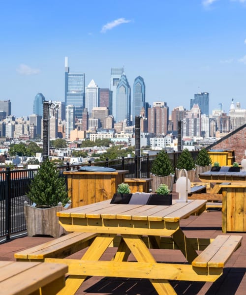 Rooftop deck at Brush Factory Lofts in Philadelphia, Pennsylvania