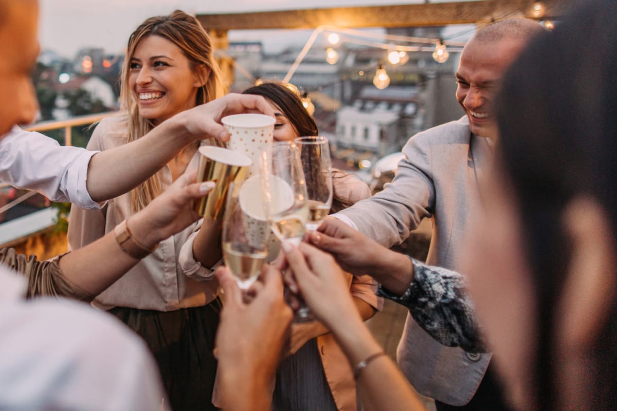 Residents enjoying a beverage on the rooftops of 15 Parkview in Bronxville, New York