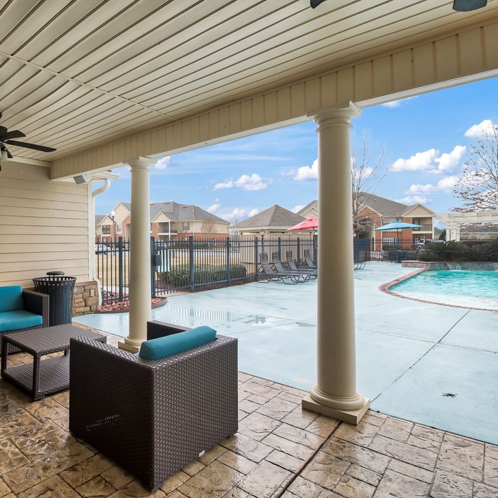 Outdoor patio and pool at Chapel Lakes, Wetumpka, Alabama