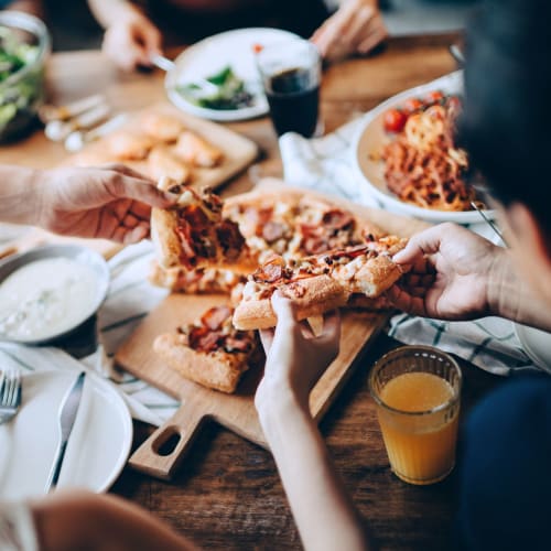 A family eating dinner at Clearleaf Crossing in Bryan, Texas