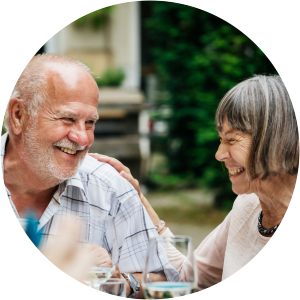 Resident couple out for dinner at a restaurant near Hanover Place in Tinley Park, Illinois