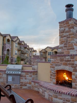 Outdoor fireplace at Park at Tuscany in Oklahoma City, Oklahoma