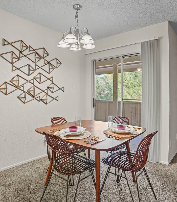 Dining area at The Chimneys Apartments in El Paso, Texas