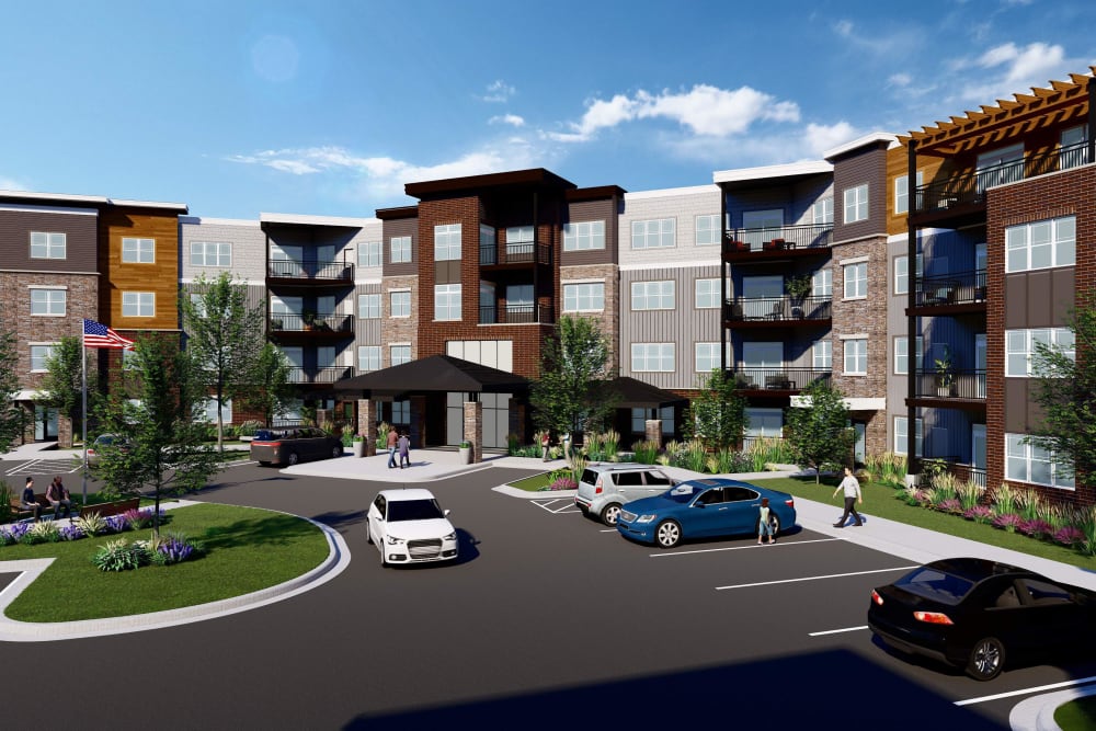 Rendering of main building at Applewood Pointe of Corcoran in Corcoran, Minnesota.
