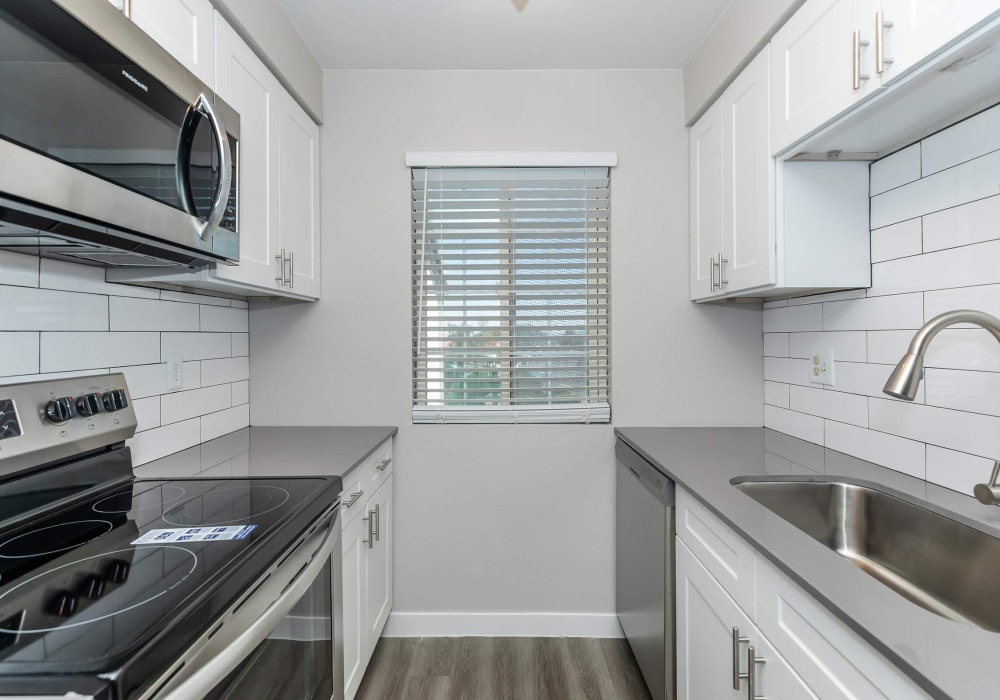 Kitchen with new appliances at Tides on Spencer in Las Vegas, Nevada