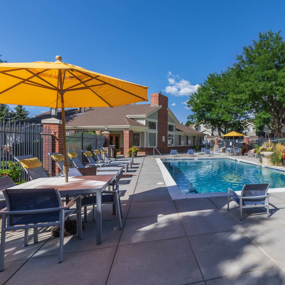 Swimming pool with deck at The Dakota at Governors Ranch in Littleton,Colorado