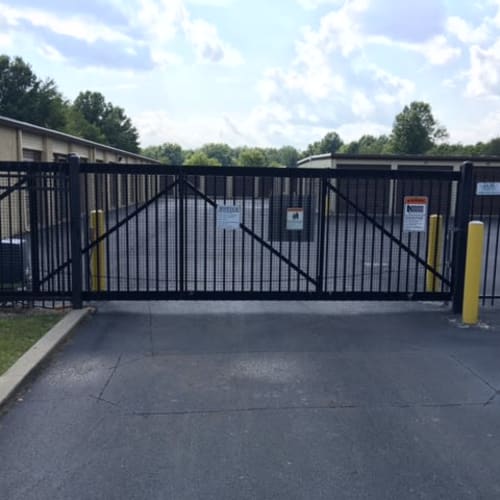 Secure electronic gate and storage units at Red Dot Storage in Terre Haute, Indiana