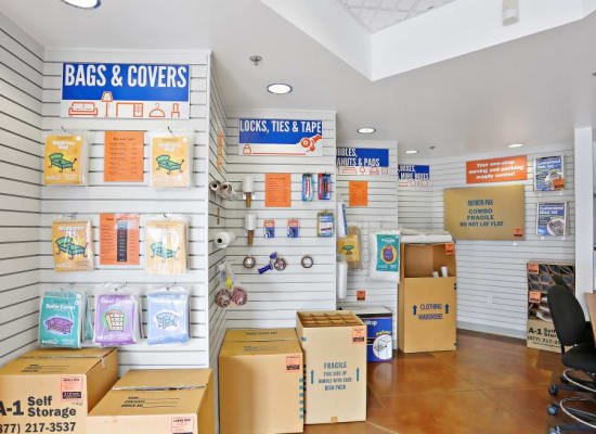 Moving supplies at A-1 Self Storage in Lakeside, California