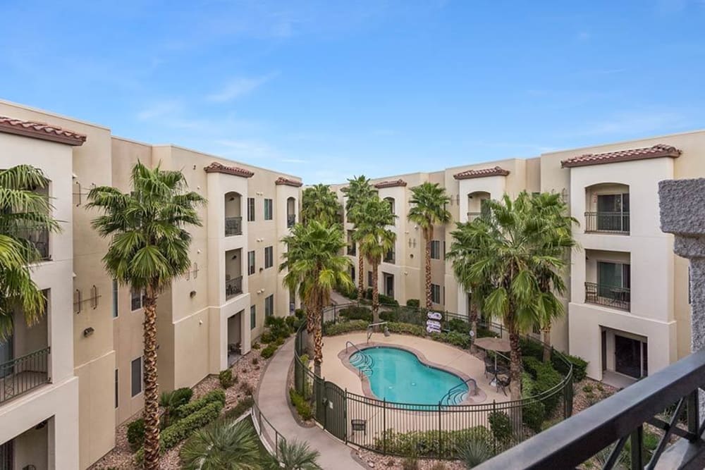 Pool view at Merrill Gardens at Green Valley Ranch in Henderson, Nevada