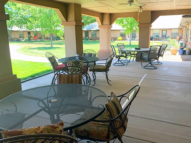 A resident in the garden at Peachtree Village Retirement Community in Roswell, New Mexico. 