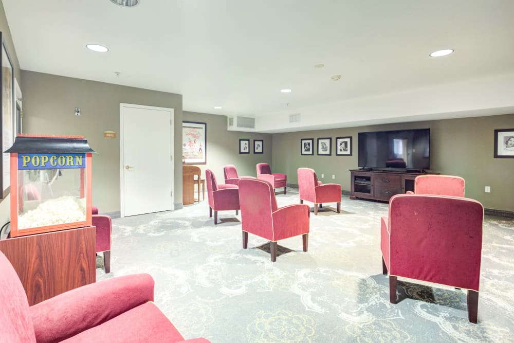 Movie theatre seating at Maple Ridge Senior Living in Ashland, Oregon