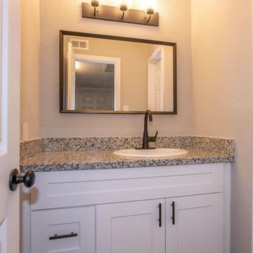Bathroom vanity at Bend At Oak Forest in Houston, Texas