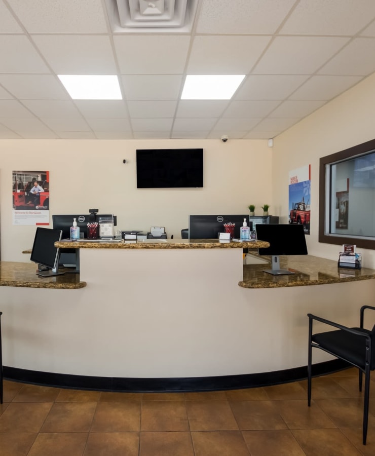 Interior of the leasing office at StorQuest Self Storage in Kyle, Texas