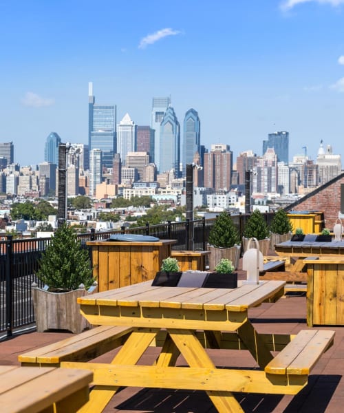 Rooftop deck at Brush Factory Lofts in Philadelphia, Pennsylvania