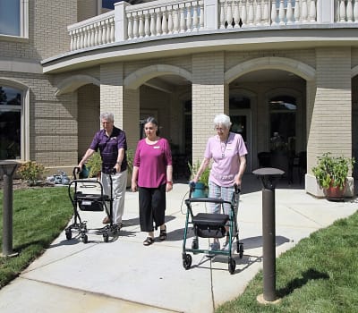 Residents having a walk at Tranquility Estates in Grand Blanc, Michigan