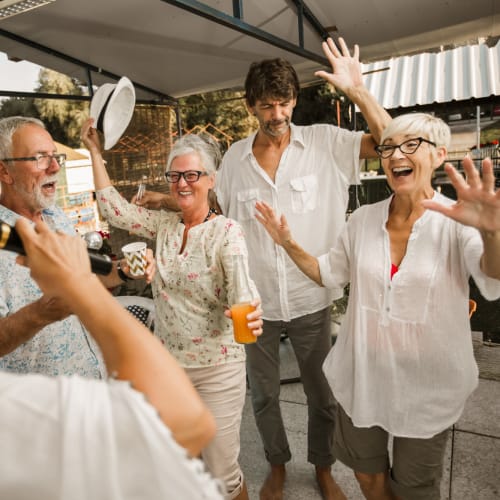 Residents at a gathering at Innovation Senior Living in Winter Park, Florida