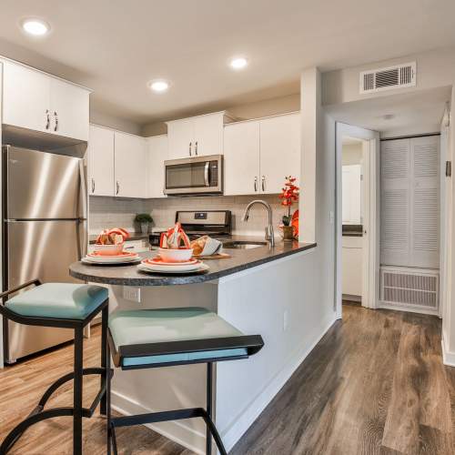 Kitchen area with light accents Avonlea Riverside in Atlanta, Georgia