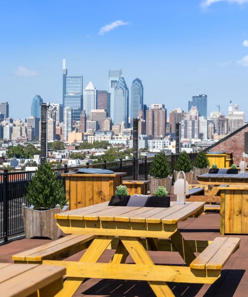 Rooftop deck at Brush Factory Lofts in Philadelphia, Pennsylvania