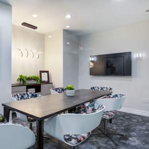 Business center with a flat-screen TV at San Marquis in Tempe, Arizona