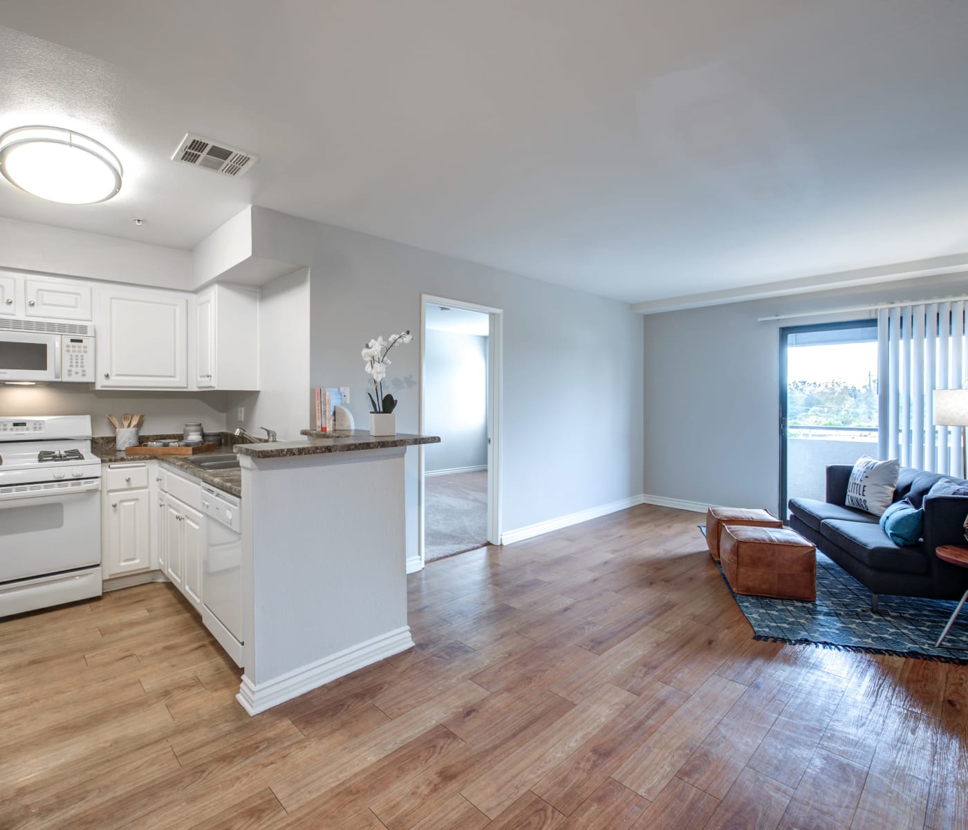 Open concept floor plan in a model home at Vue at Laurel Canyon in Valley Village, California