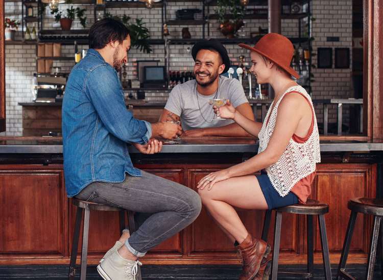 Residents at a cafe at Powderhouse in Manchester by the Sea,Massachusetts