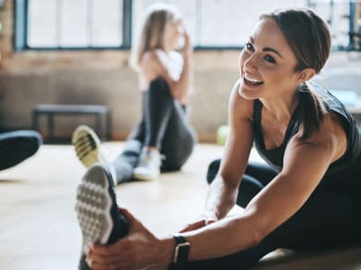 Residents stretching at a fitness class near Anatole on MacArthur in Oklahoma City, Oklahoma