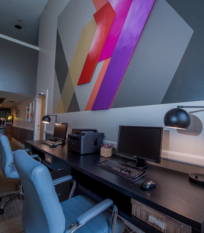 Computer area at Silver Springs Apartments in Wichita, Kansas