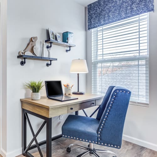 Desk next to a sunny window in a home at Lakes at Heather Ridge in Fort Wayne, Indiana
