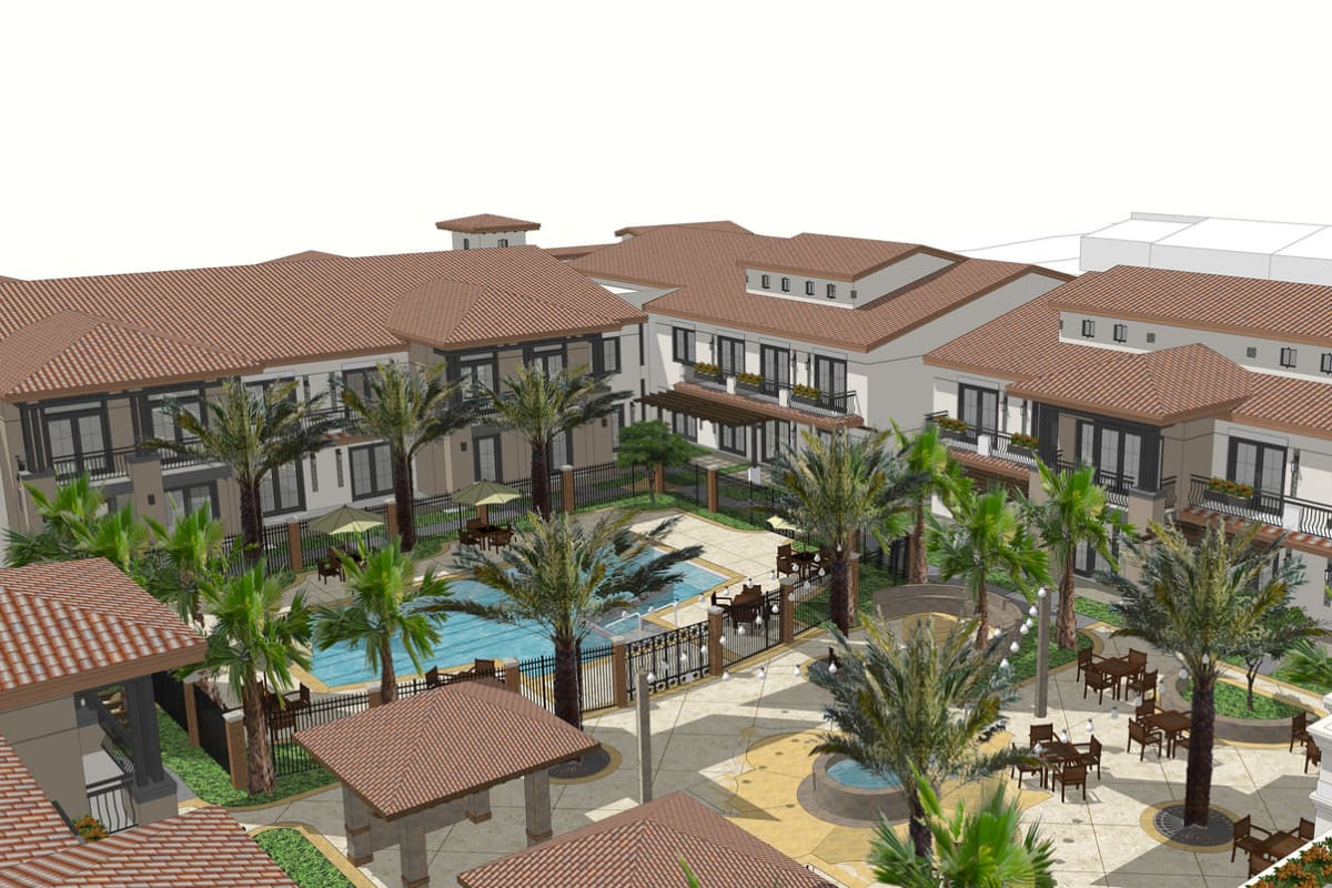 Wonderful pool in courtyard at Merrill Gardens at Rancho Cucamonga in Rancho Cucamonga