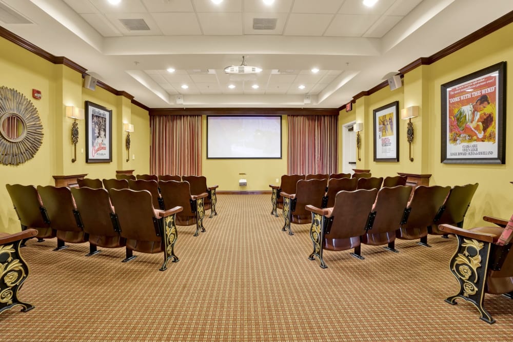 Activity hall with lecture seating at Estancia Del Sol in Corona, California