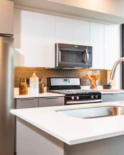 Modern kitchen at The George Apartment Homes, Anaheim, California