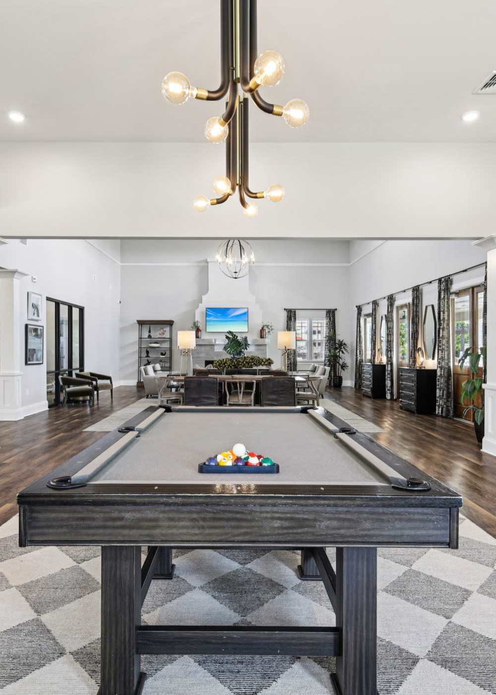 Clubhouse with pool table at The Drake in Bowling Green, Kentucky