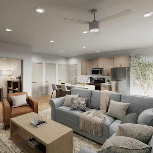 Spacious living room at Veridian in Cincinnati, Ohio