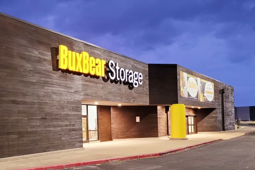 Exterior of main entrance at BuxBear Storage Tulsa in Tulsa, Oklahoma