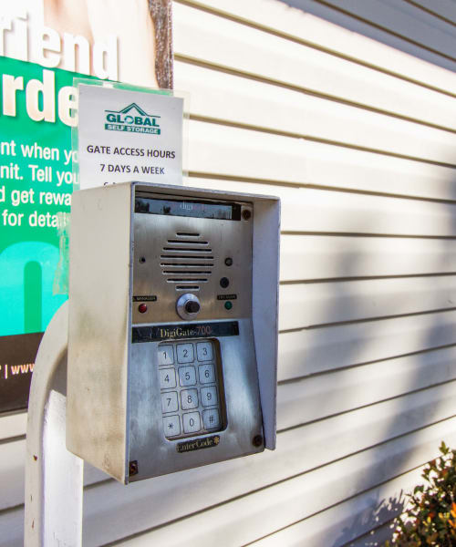 Electronic Security Gates with Keycode Entry at Global Self Storage in Summerville, South Carolina