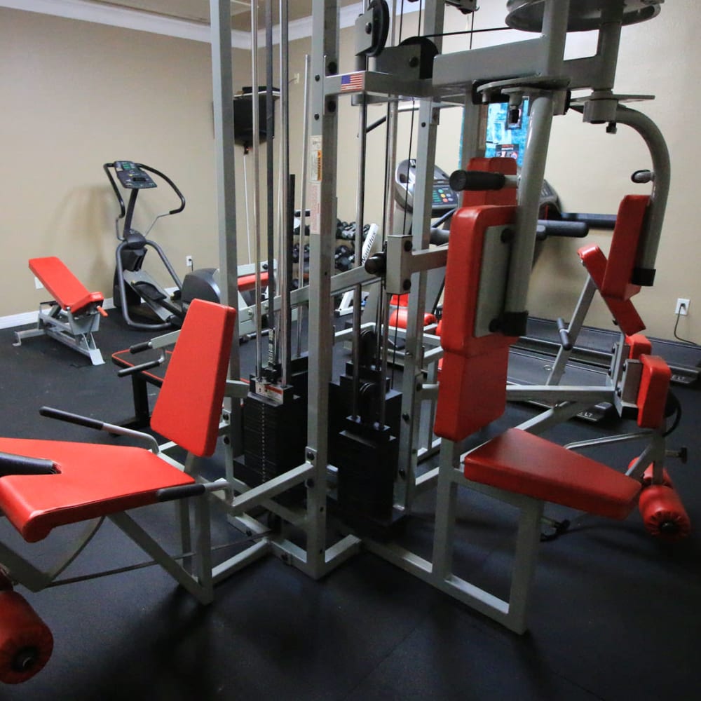 Well-equipped onsite fitness center at Oaks Estates of Coppell in Coppell, Texas