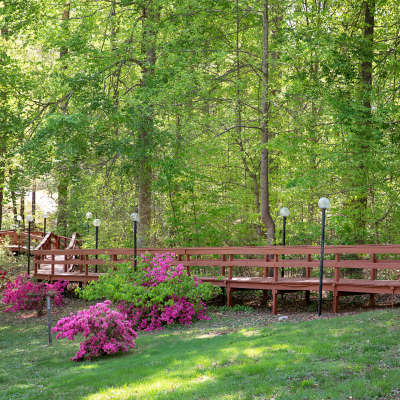 Walking Trail Surrounded by Lush Greenery at Lake Lynn Reserve Apartments, Raleigh, North Carolina