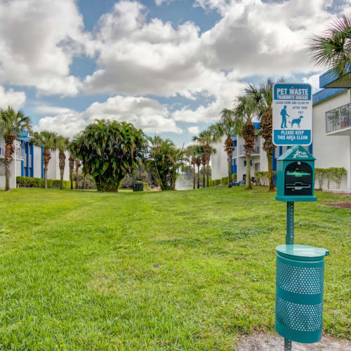 Grass area between apartment buildings at Costa Del Lago in Lake Worth, Florida