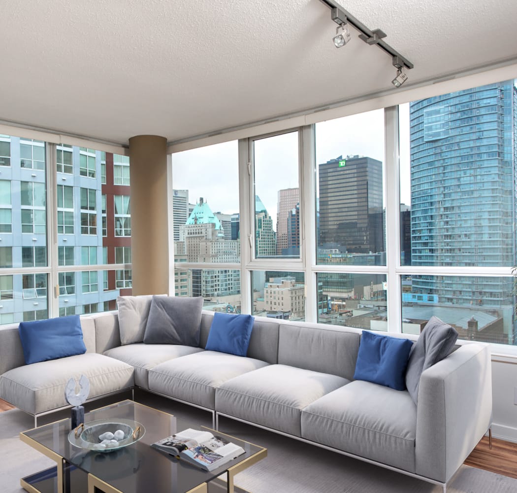 Large living room windows at Metropolitan Towers in Vancouver