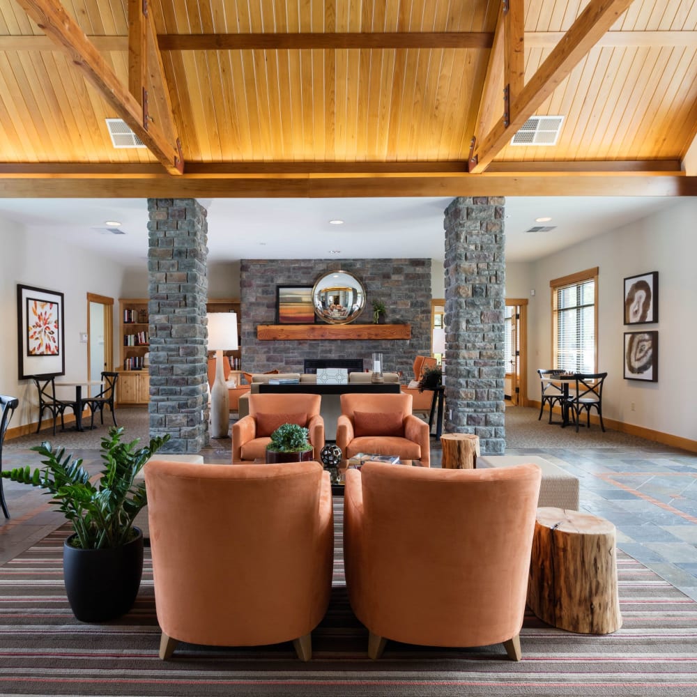 Comfortable resident lounge at Avery at Orenco Station in Hillsboro, Oregon