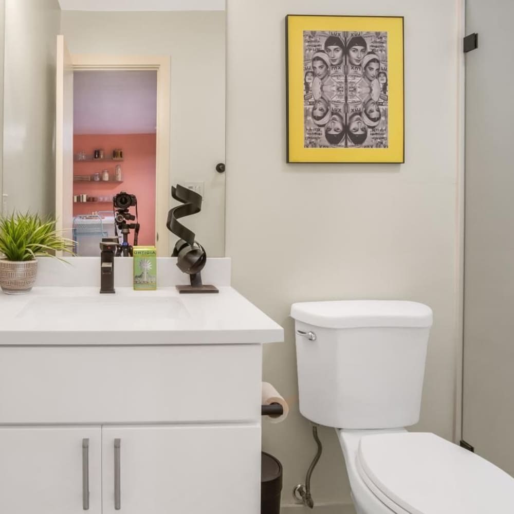 Modern sink with sleek faucet at bathroom at Tempo Fremont in Fremont, California