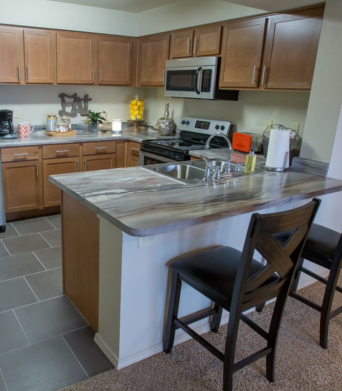 Dining area at Portofino Apartments in Wichita, Kansas