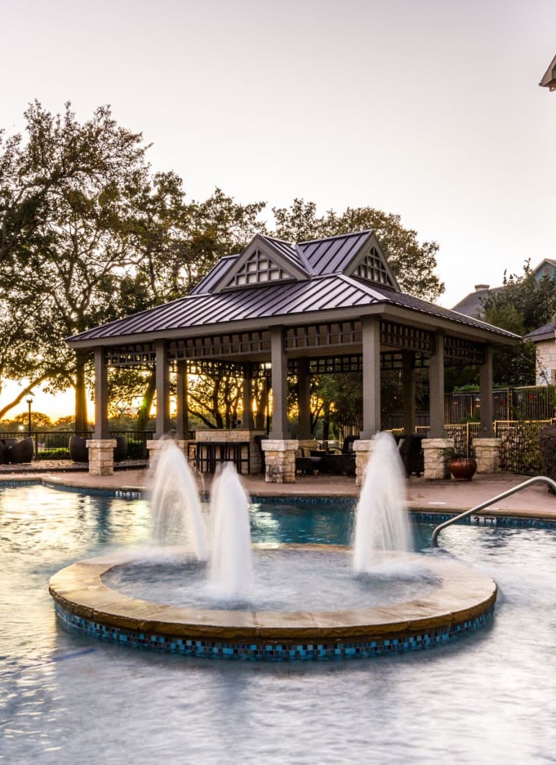 Water feature in the pool at The Marquis at Brushy Creek in Austin, Texas