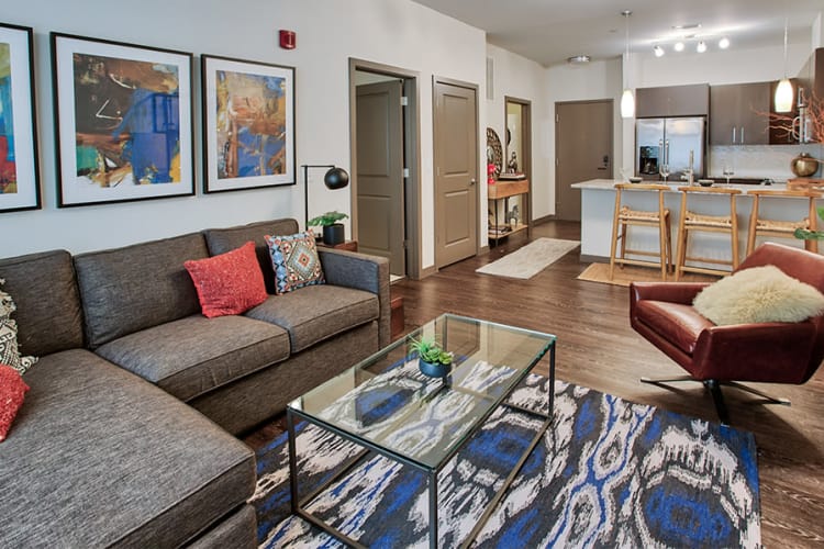 Cozy living room at apartments in Pittsburgh, Pennsylvania