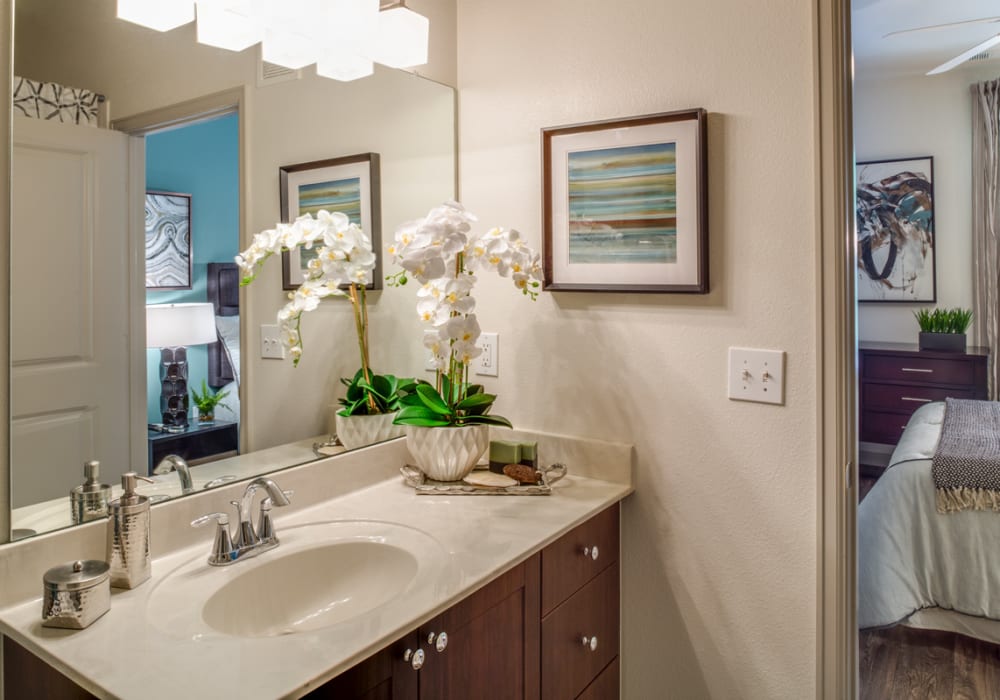 Model bathroom attached to a bedroom at 17 Barkley in Gaithersburg, Maryland